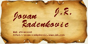 Jovan Radenković vizit kartica